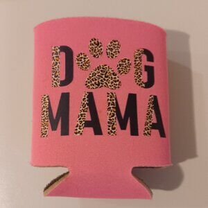 Pink Leopard Dog Mama w/Bling Star Can Koozie